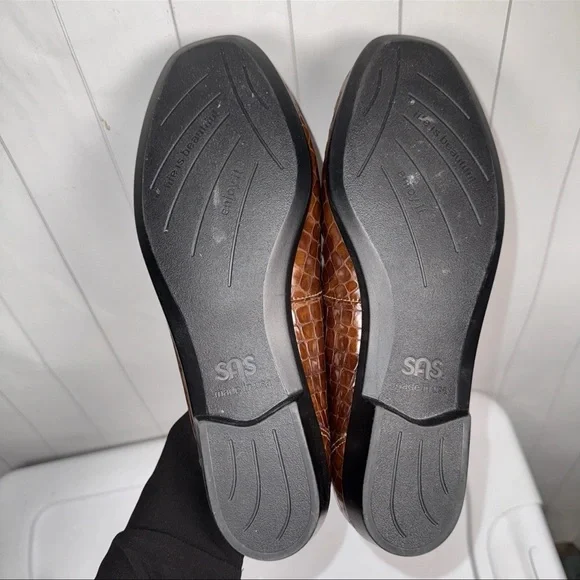 SAS Tripad Cognac Croc Comfort Loafers Women’s Brown Classic Slip On Shoes 9M - Picture 9 of 9
